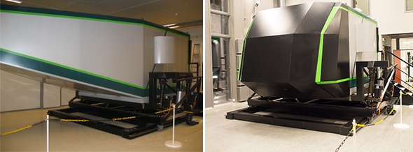 Left: Projector - Right: Flat screens